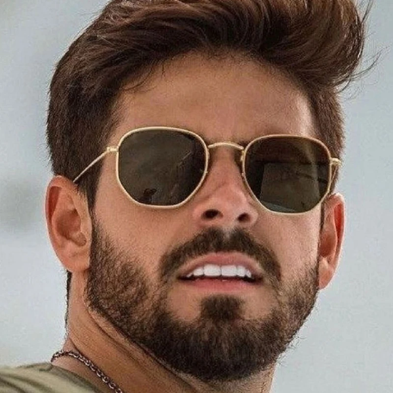 

Classic Square Sunglasses Man Brand Designer Vintage Sun Glasses Male Black Fashion Retro Shades Mirror Metal Oculos De Sol