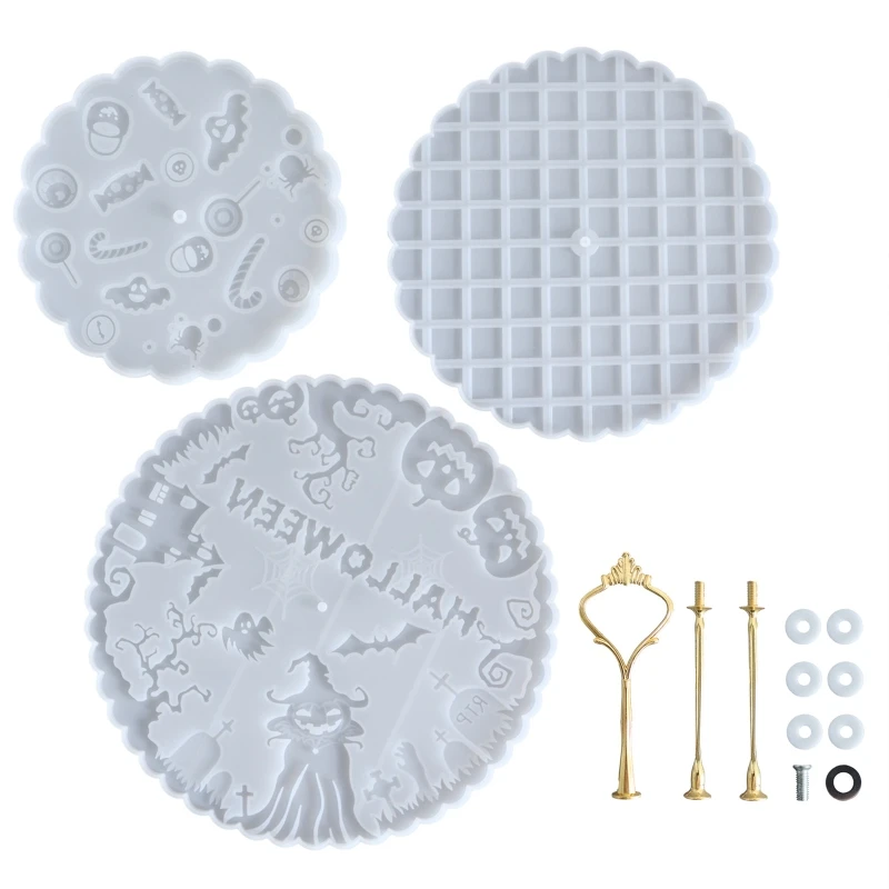 

Halloween Teapot Mat Tray Mold Round Jewelry Making Mold for Home Decorations