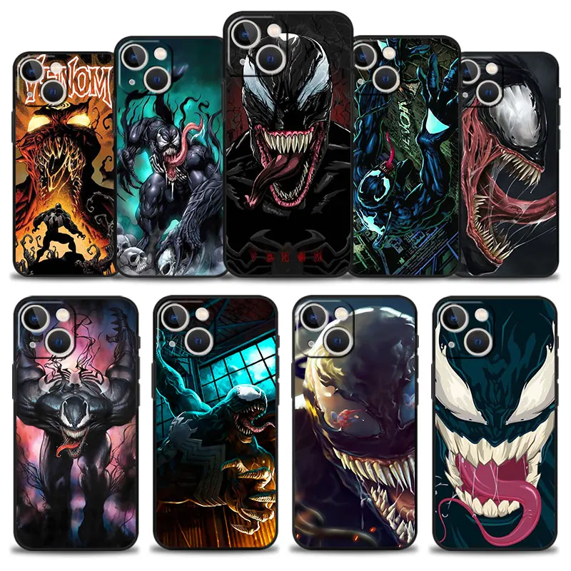 

Phone Case for Apple iPhone 13 11 12 Pro Max Mini XS XR X 7 8 6 6S Plus SE 5 5S Cover Silicone Bumper Marvel SuperHero Venom