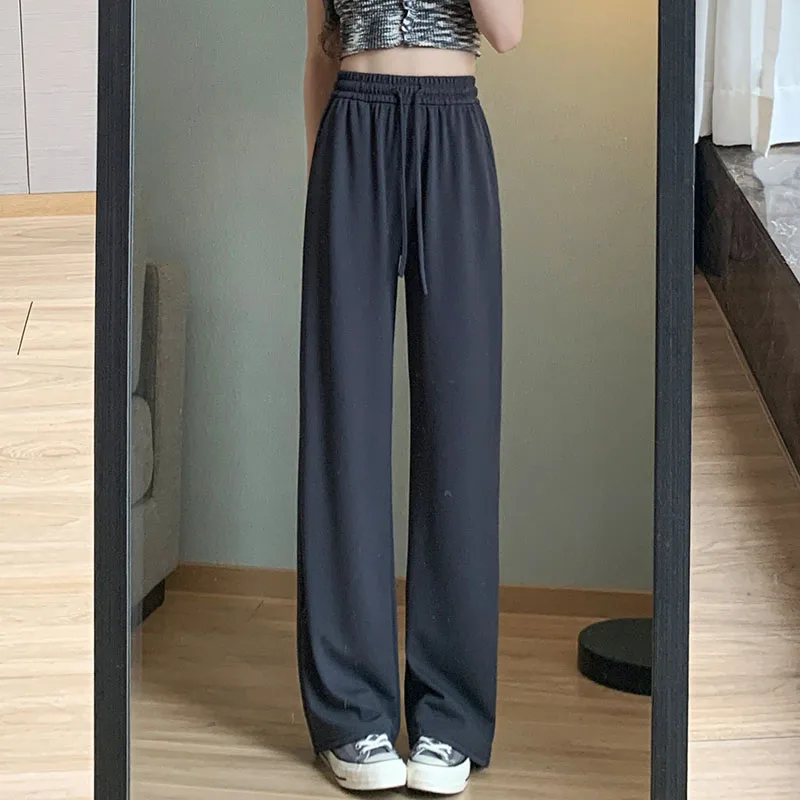 

New Women'S Fashion Trend Korean Version Of Elastic Waist Casual Mop Pants Female Loose Versatile Wide Leg Straight Leg Trousers