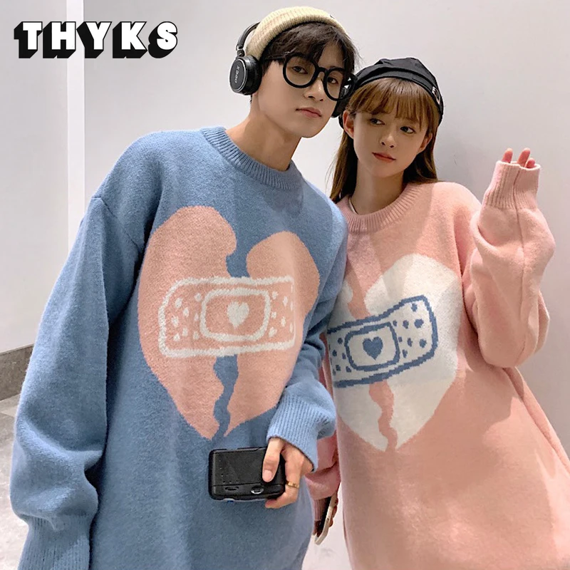 Новинка 2022 свитера уличная одежда вязаный свитер с милым сердечком зимние
