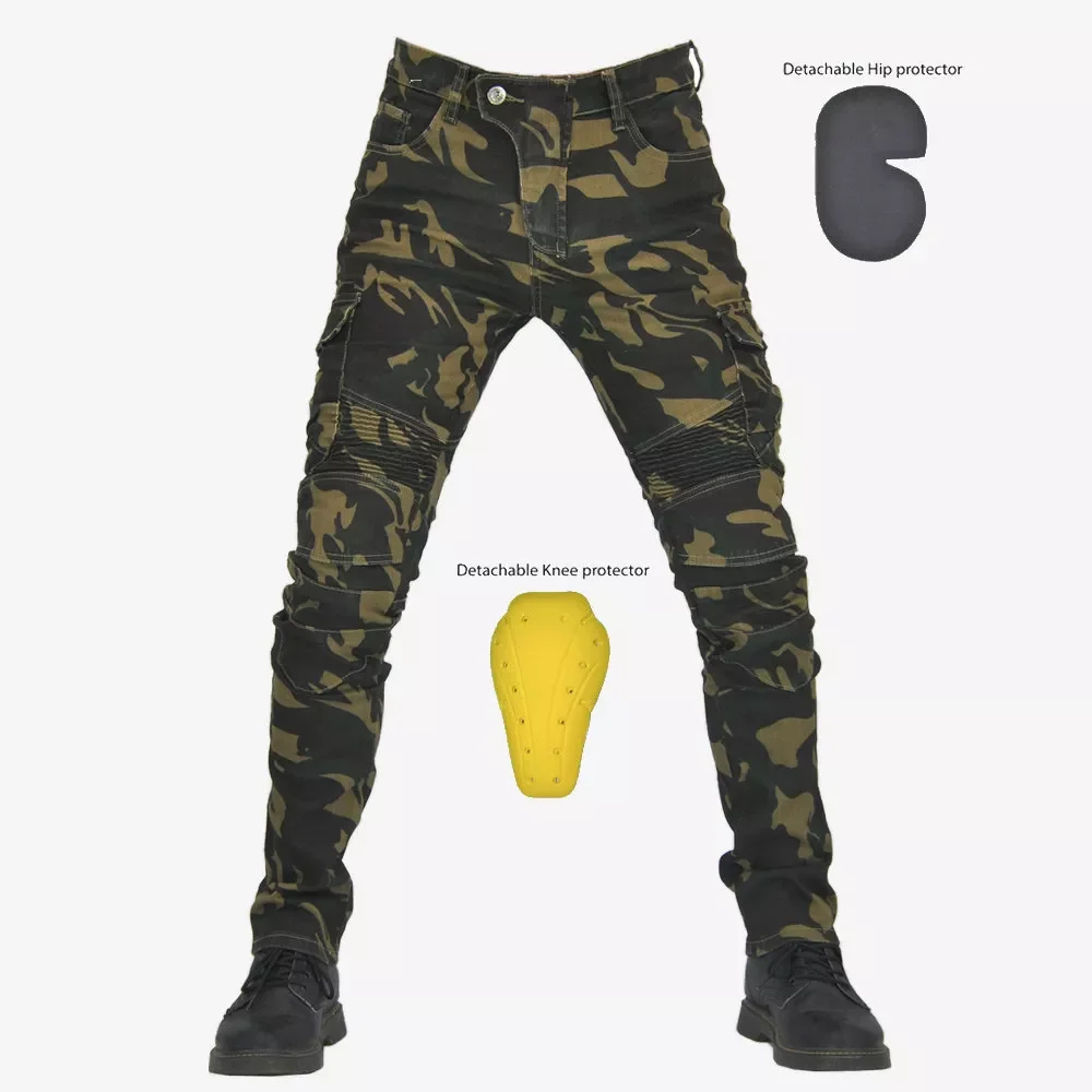 

Camouflage Motorcycle Pants Anti-fall Hidden Protective Gear Motocross Zip pocket Pants Thin Summer Riding Trousers