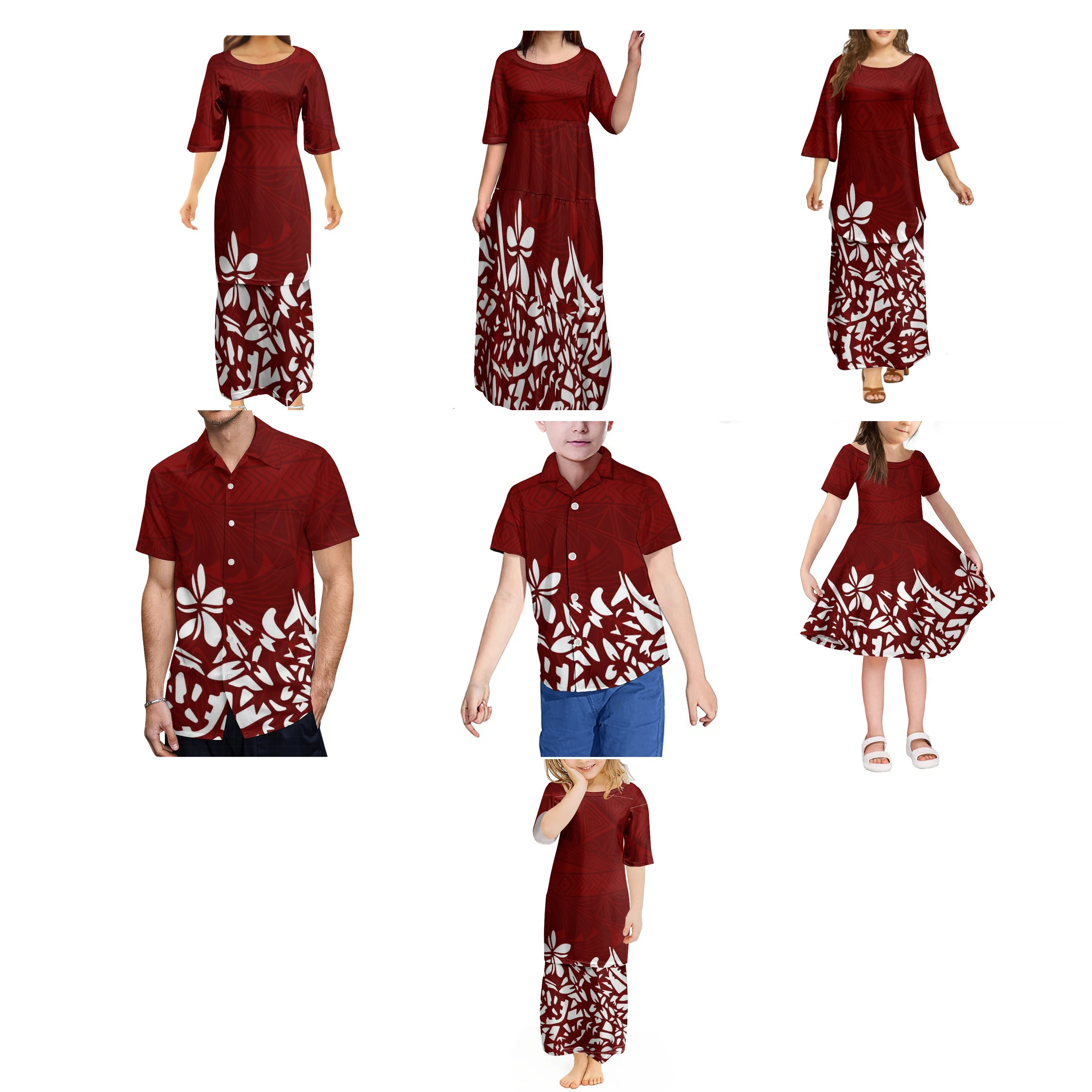 

Новый дизайн пользовательский полинезийский самоанский родовой Тапа пулетасси тату узор женское платье мужские рубашки семейный костюм д...