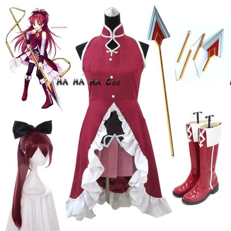 

Искусственные парики Puella Magi Madoka Magica Сакура Кёко Аниме Косплей Костюм для вечеринки Индивидуальный размер на Хэллоуин косплей костюм парики обувь реквизит