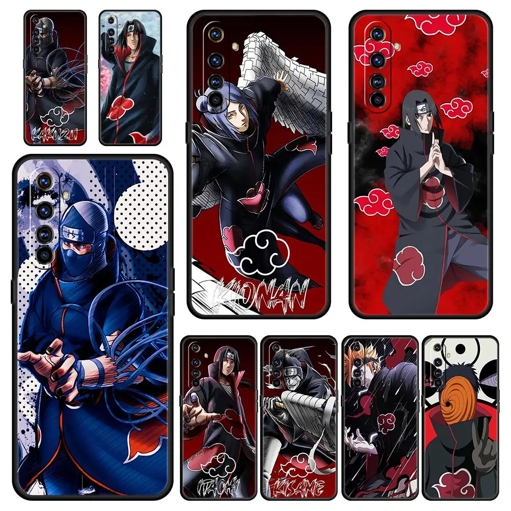 

Naruto Akatsuki Anime Sasuke Phone Case For Realme 9 8 7 6 GT2 Pro Plus 5G 8i 9i C3 C21 C11 C25 Soft Silicone Black Cover Shell