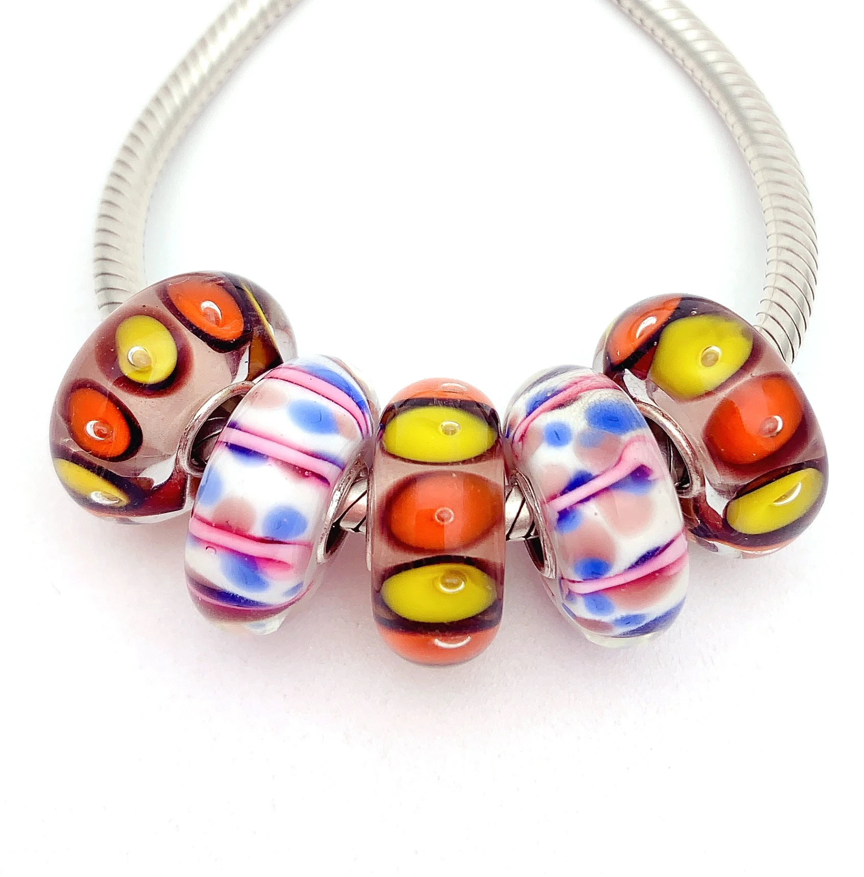 

YG82 5X 100% Authenticity S925 Sterling Silver Beads Murano Glassbeads beads Fit European Charms Bracelet diy jewelry Lampwork