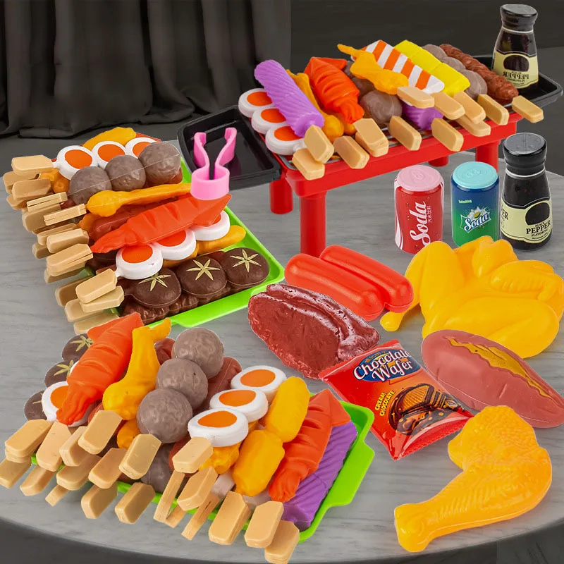 

BBQ Grill Toy Set Children Kitchen Toy Simulation Barbecue Play House Game Kids Cooking Food Interactive Pretend Play Accessorie