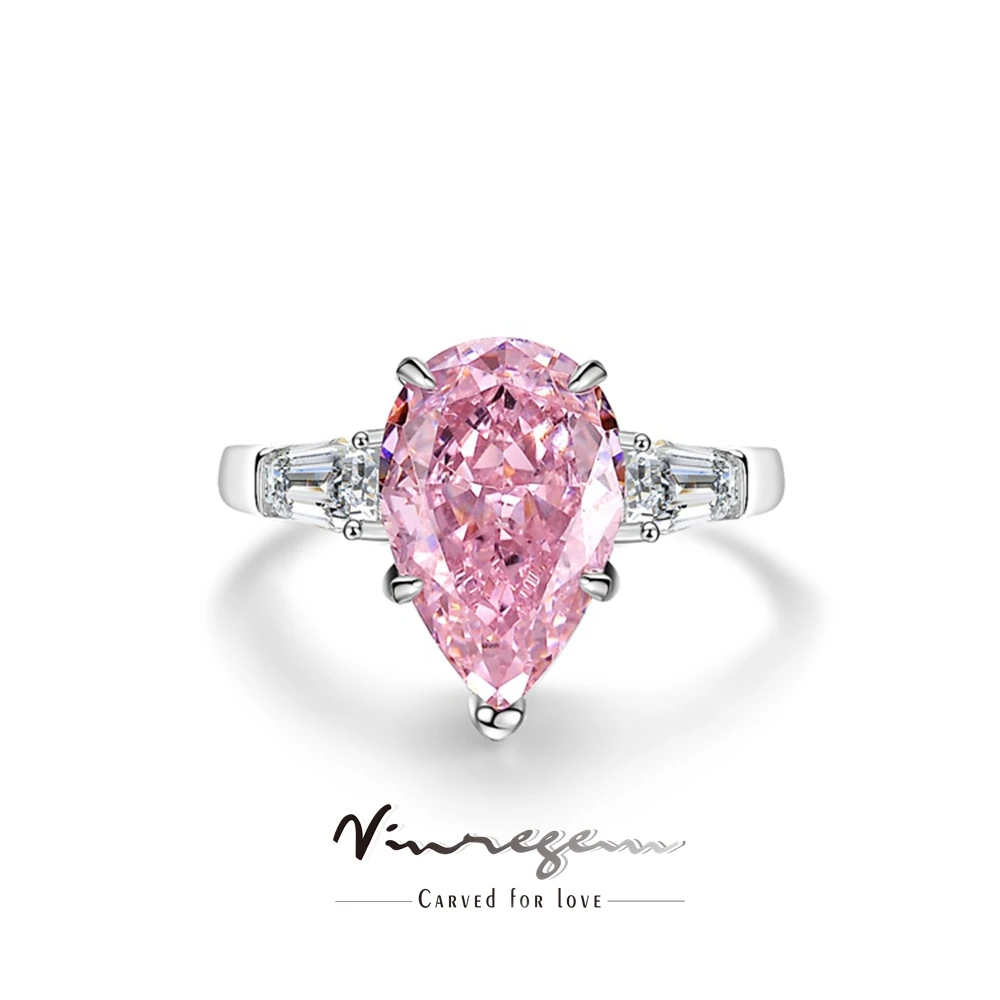 

Vinregem White Gold Plated Pear 7CT Sapphire Gemstone Ring For Women Wedding Gift 925 Sterling Silver Fine Jewelry Drop Shipping