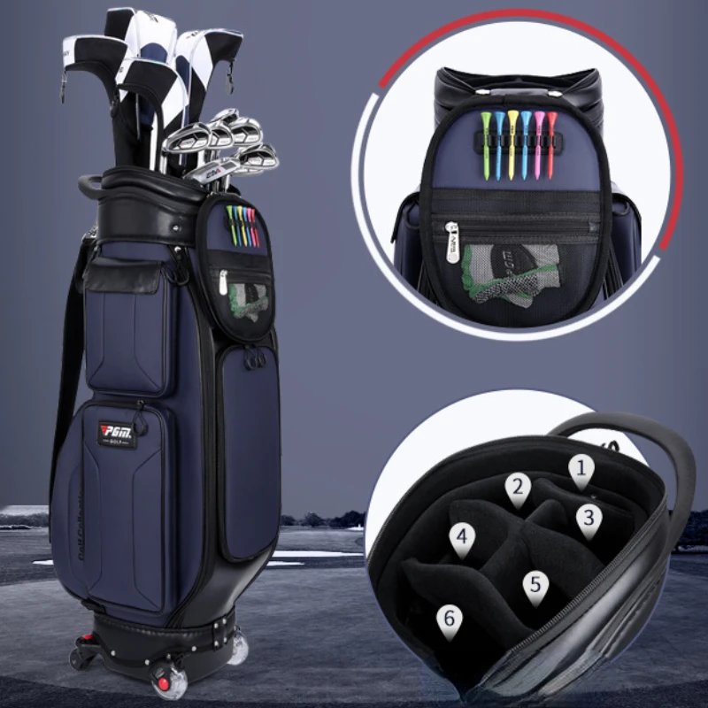PGM Men Golf Cue Pulley Bag Standard Bag Pack Universal Scalable Ball Cap Waterproof Nylon Large Capacity Can Hold 13 Clubs New
