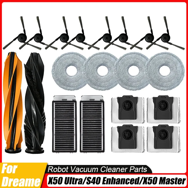 Фото Запчасти для Dreame X50 Ultra/S40 Enhanced/X50 Master/L50 Pro Ultra/MOVA V50 Ultra: основная и боковые щетки, фильтры, салфетки для швабры, мешки для сбора пыли №1