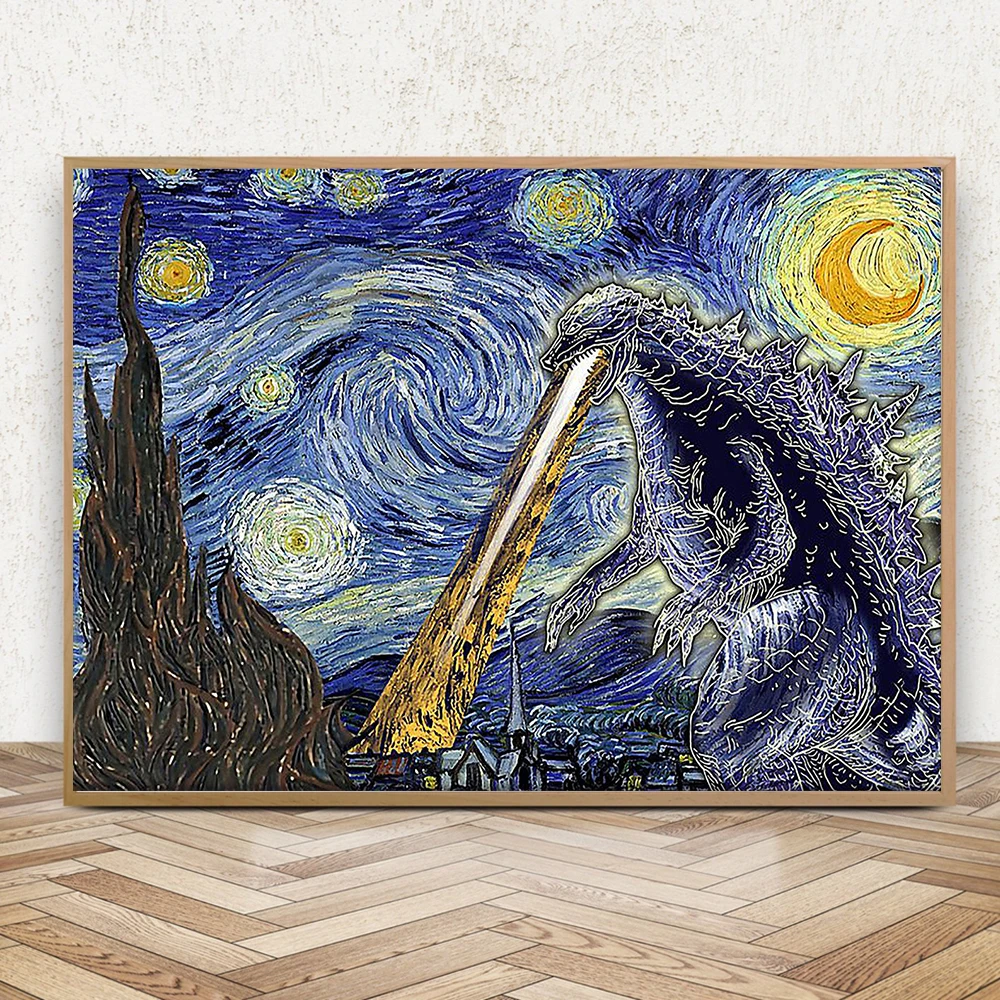 

Monsters Starry Night Van Gogh Poster Art Canvas Painting Nordic Posters And Prints Wall Pictures For Living Room Decor