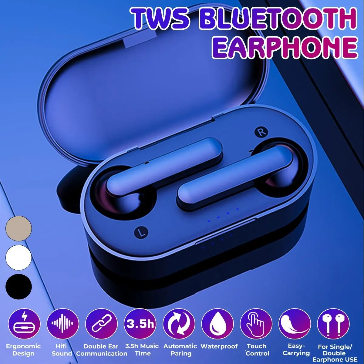 

TWS-наушники с поддержкой bluetooth 5,0 и светодиодный ным футляром