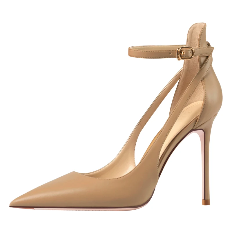 HLTINO new women summer shoes covered toe daily casual pumps high heels high heel sandals with buckle strap women heels Khaki