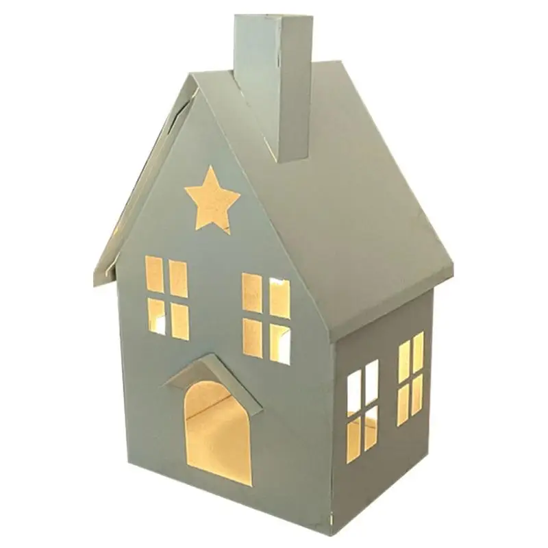 

Small House Candle Holder Retro Iron Candle Holder Stand Candle Lantern Tealight Holder For Home Desktop Garden Living-Room