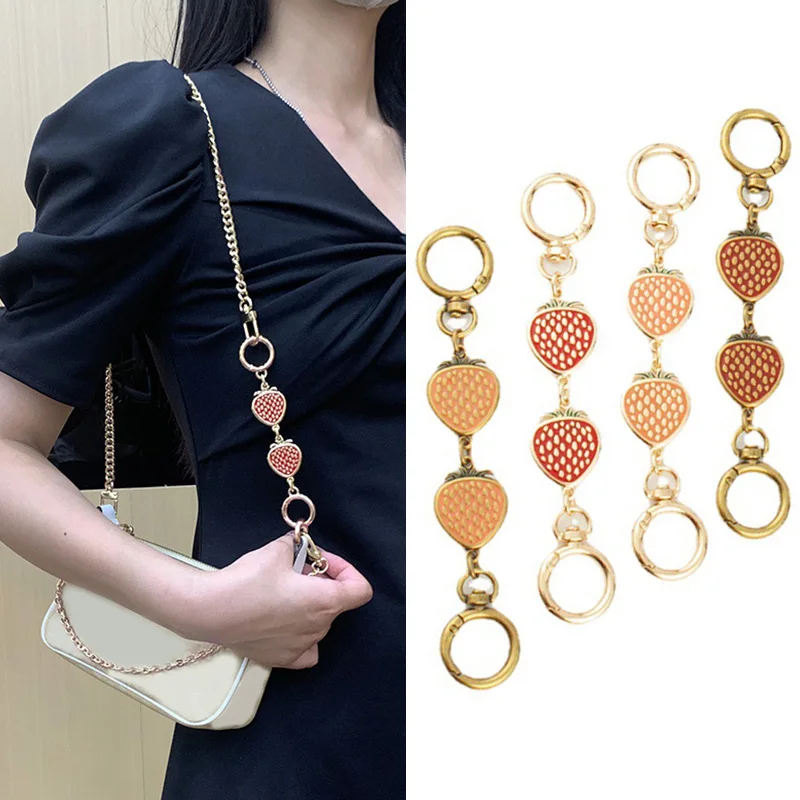 

Strawberry Extension Chain For Women Bag Hanging Buckle Chain Bag Strap Extender Chain Pretty All-match Decor Bags Accessories