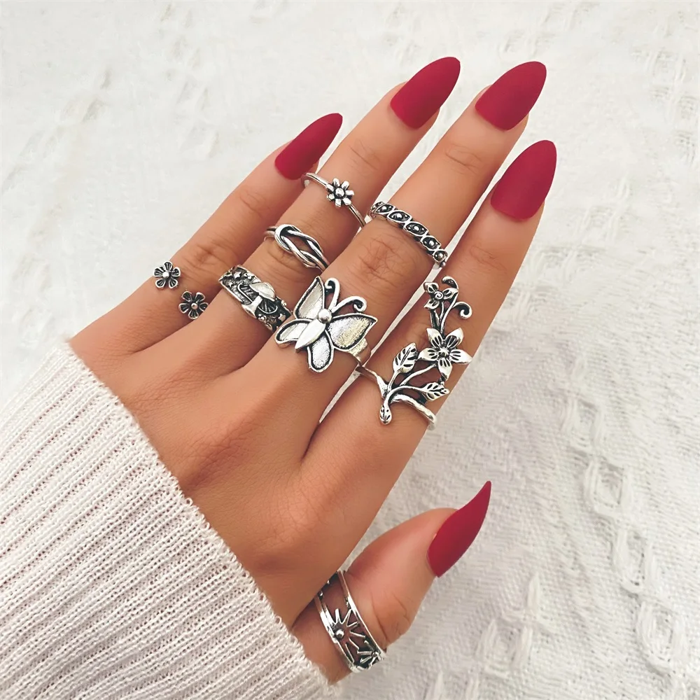 

IFEM 48 Styles Trendy Boho Midi Knuckle Ring Set For Women Crystal Geometric Finger Rings Fashion Bohemian Jewelry