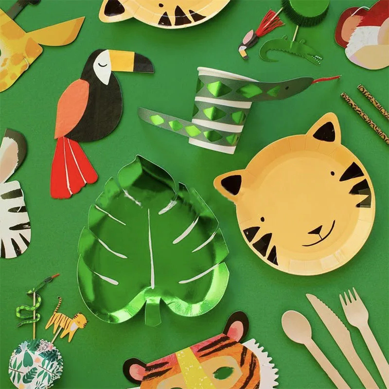 Бумажная тарелка в виде черепахи с листьями гавайская модель принадлежности для