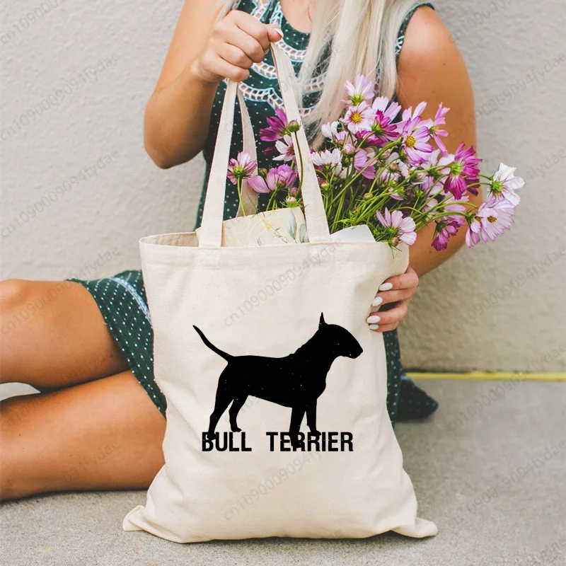 Дизайнерские холщовые сумки через плечо Bull Terrier женская сумка большой