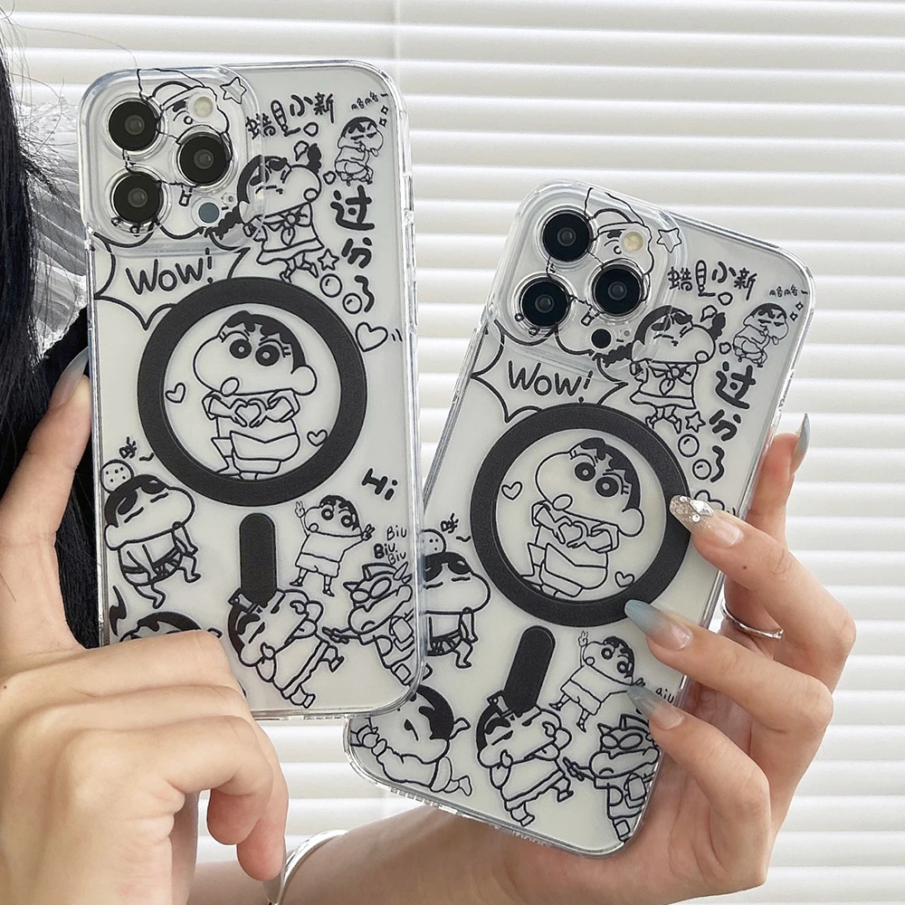 Магнитный чехол для телефона Line S-Shinchans Magsafe Samsung Galaxy S24 S23 S22 S21 S20 FE Plus Ultra 5G мягкий