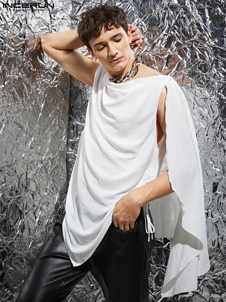 

Футболка мужская с перьями, асимметричным подолом, без рукавов, 2022 S-5XL