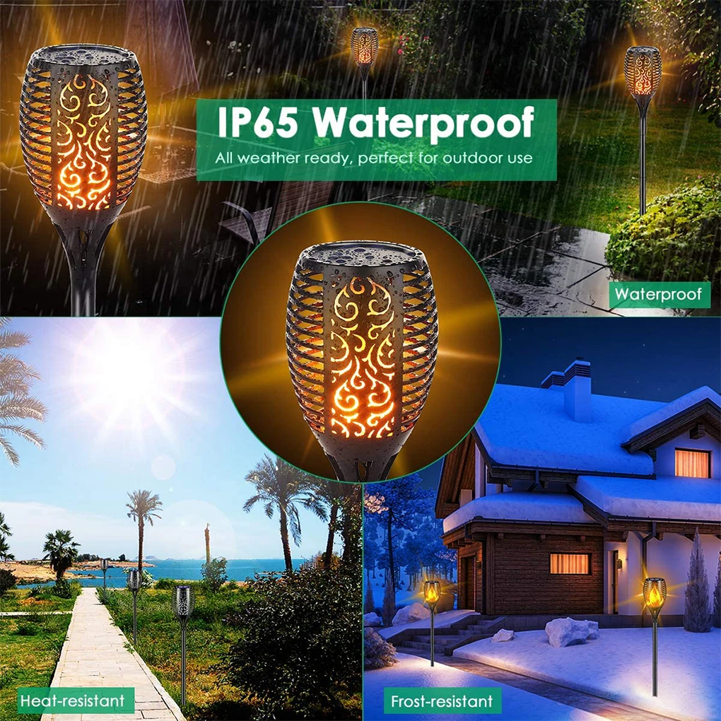 

Garden Flame Light LED Solar Lawn Decoration Light Flashlight Waterproof Courtyard Channel Decoration Light, 96 LED, 1 Piece