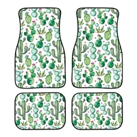 vintage cactus print design 42pcs pack waterproof and hard wearing rubber material four seasons general car foot mat