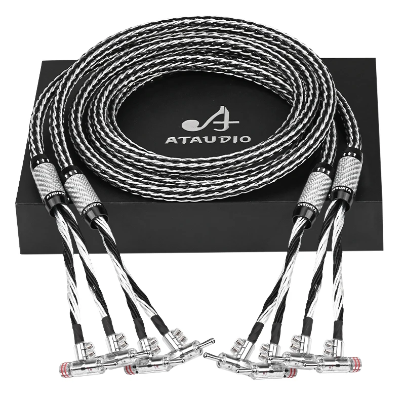 

HIFI speaker cable High-purity OCC silver mixed braid with self-locking gun type banana plug HiFi speaker cable