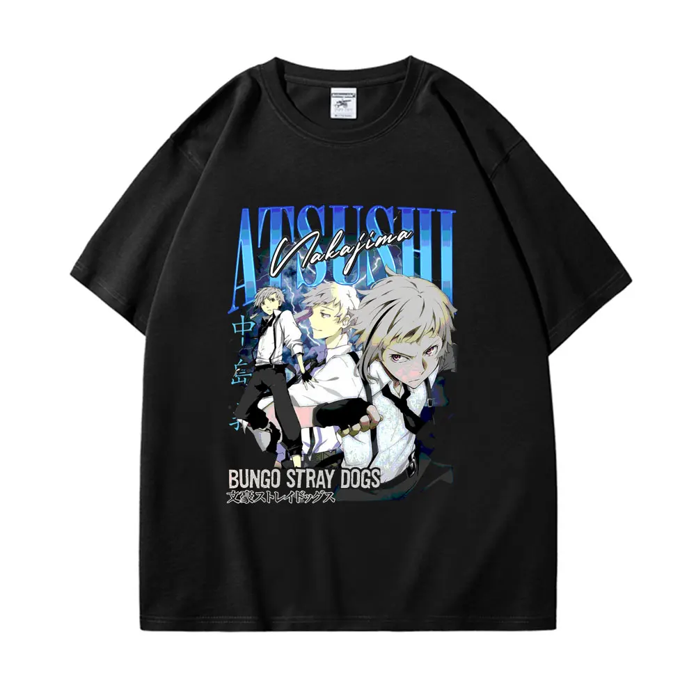 

Japan Anime Bungou Stray Dogs Print T Shirt Men's Women's Harajuku Vintage 100%cotton T-shirt Fashion Casual Oversized T-shirts