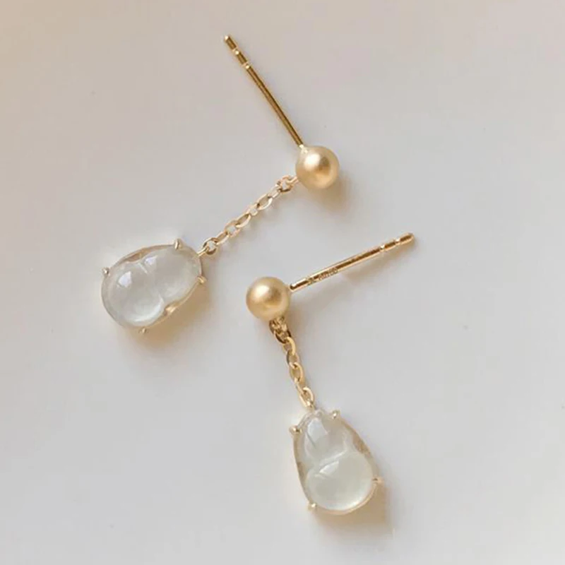 

Креативный дизайн серьги из натурального халцедона тыква в китайском стиле ретро Элегантные светильник Роскошные Очаровательные женские серебряные ювелирные изделия