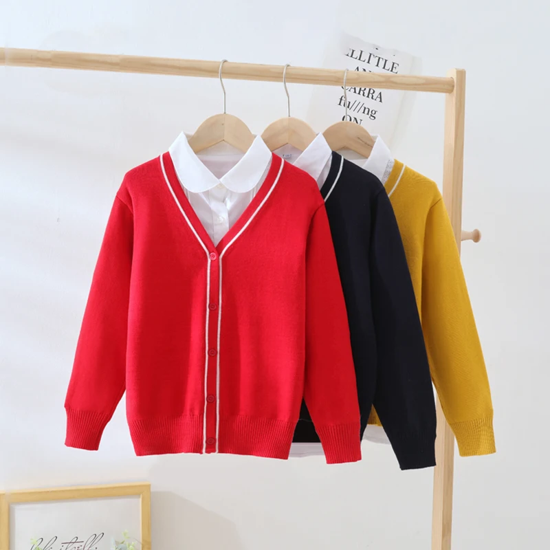 

Sweaters Cardigan for Kids Boys Girls Fashion Knitted Cardigans Long Sleeve Outerwear Jackets for Teenage Knit Clothes Tops 5-16