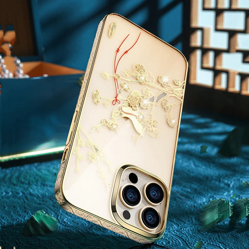 Чехол с 3D текстурой для iPhone 13 Pro Max жесткий чехол блестящими бриллиантами полыми