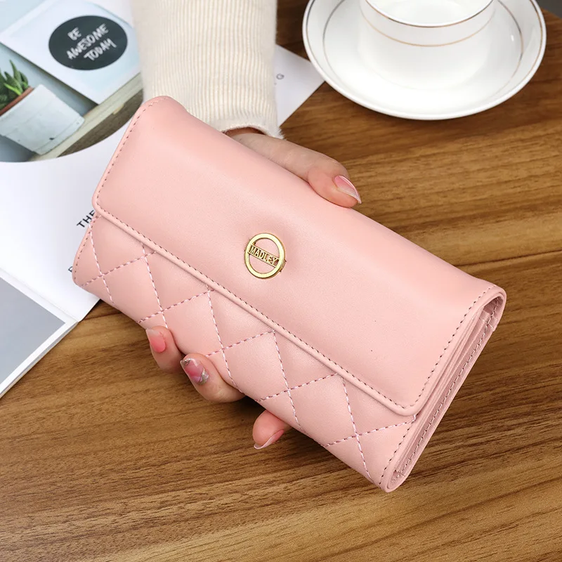 

PU Leather Women's Wallet Hasp Coin Purses Multi-slot Card Holder Clutch High Quality Long Three-fold Wallet Retro Female Purse