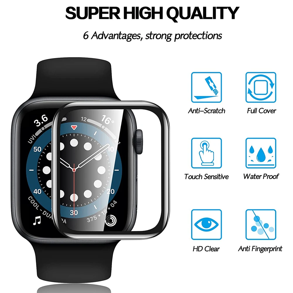 Защитное стекло для Apple watch band 44 мм 40 42 38 мягкая водонепроницаемая пленка 9D HD iwatch