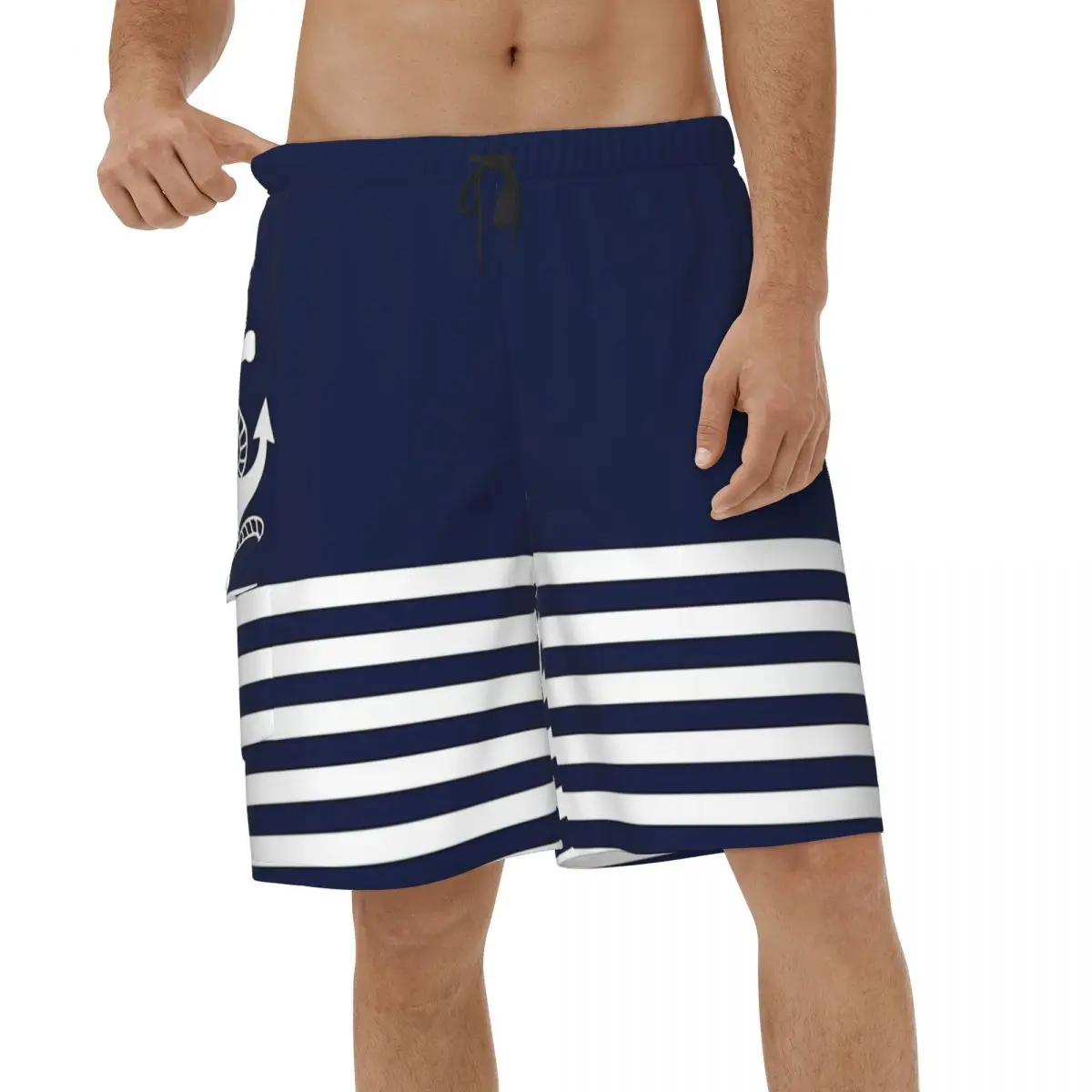 

Summer Fashion Nautical Navy Men Beach Shorts Running Board Shorts Streetwear Surf Swimsuits Breathable Short Pants