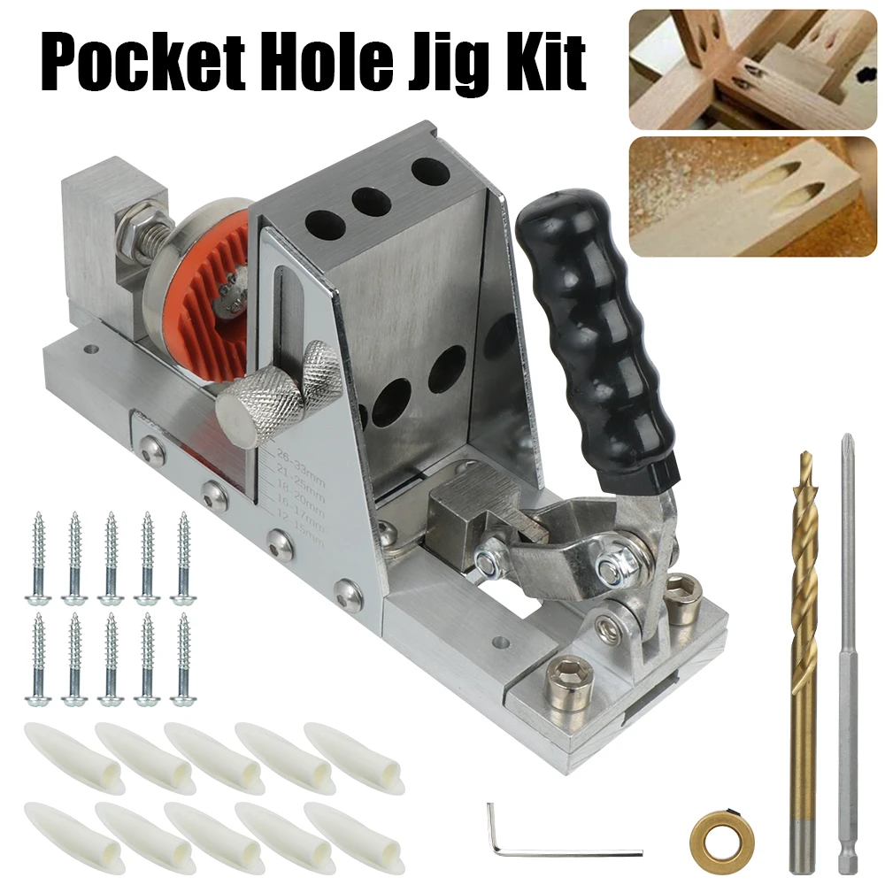

Oblique Hole Locator Drill Guide Set DIY Carpentry Tools Hole Puncher Pocket Hole Jig Kit 15 Degree Angle Woodworking