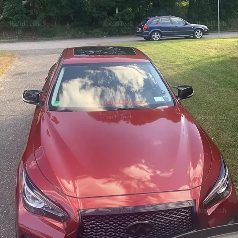 1 пара глянцевых черных зеркал заднего вида в стиле углеродного волокна крышка