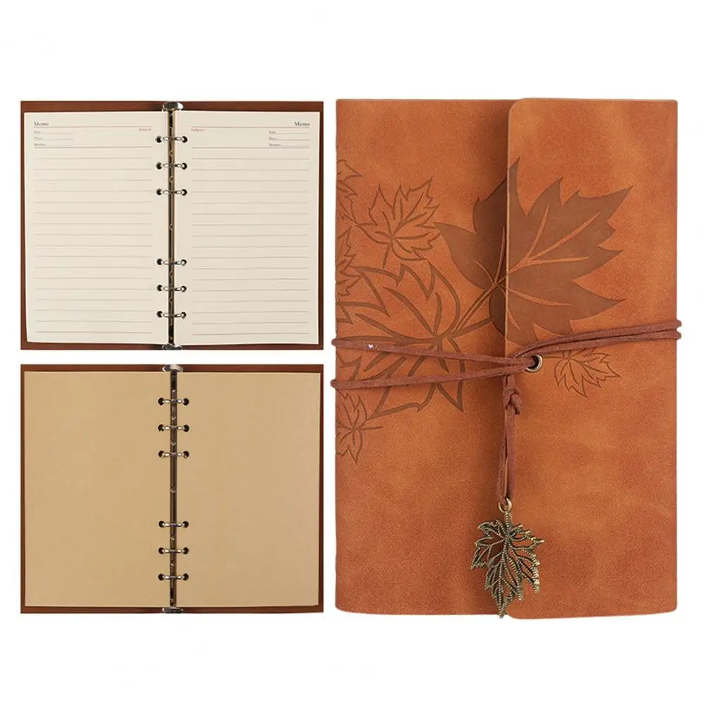 

Travel Notebook Excellent Maple Leaf Print Sketch Notebook with Exquisite Lanyard Widely Applied Diary