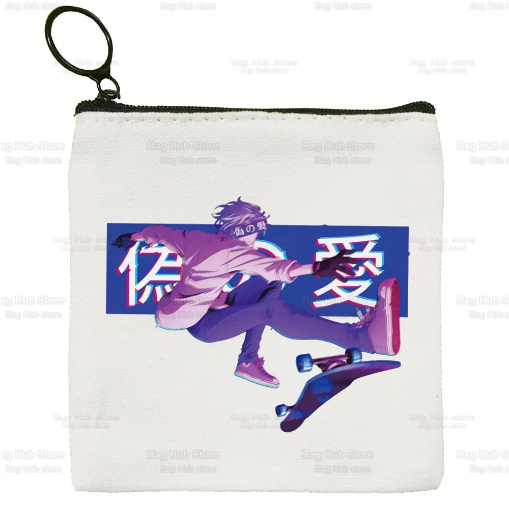 Skate Infinity Anime Coin Purse Vintage SK8 The Infinity Mini Wallet Pouch Keys Card Storage Skateboard Boys Card Bag Zipper