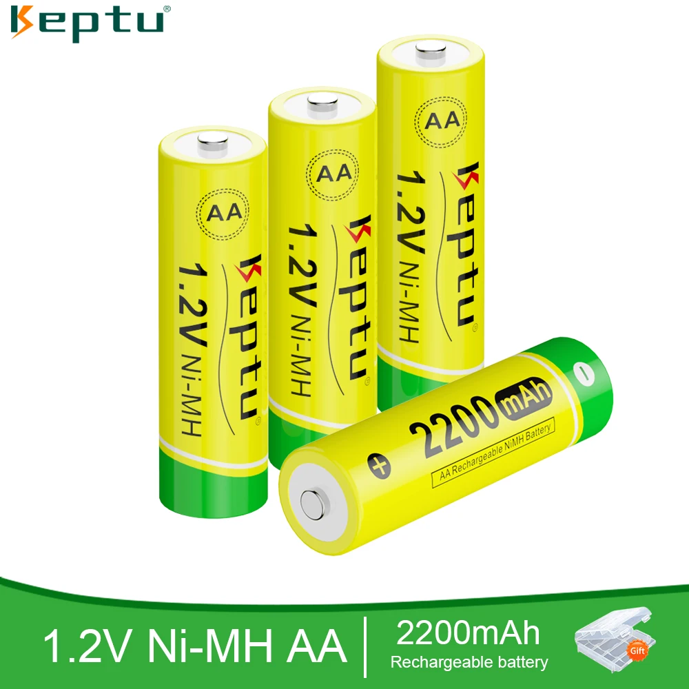 

KEPTU 2200mAh 1.2V AA Rechargeable Battery AA Ni-MH 100% Real Capacity aa batteria for Remote Control Camera Toys aa batteries