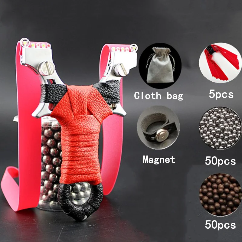 

Hunting Slingshot High Power Alloy Catapult with Flat Rubber Band Outdoor Hunting Sports Shooting Accessories