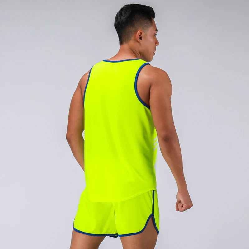Men Track And Field Sets Thin Summer Running Vest Shorts Quick Dry Marathon Tracksuit Sportwear Prints Training Suits