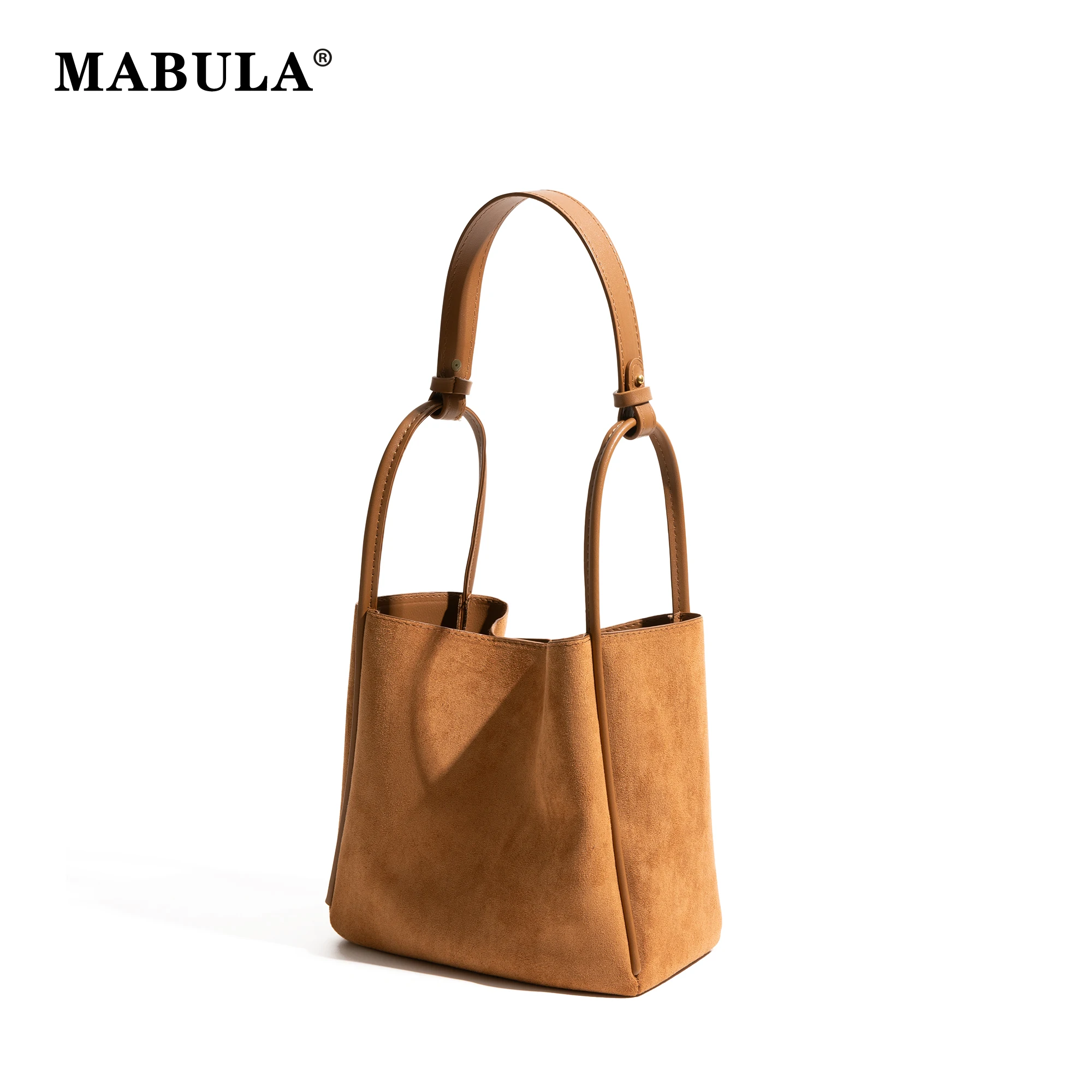 MABULA Сумка-ведро из искусственной замши однотонная простая повседневная комплект