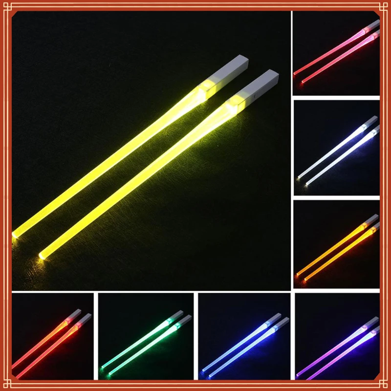 

New in LED Luminous Chopsticks Light Up Chopsticks Led Durable Lightweight Kitchen Dinning Room Party Portable Safe Tableware ch