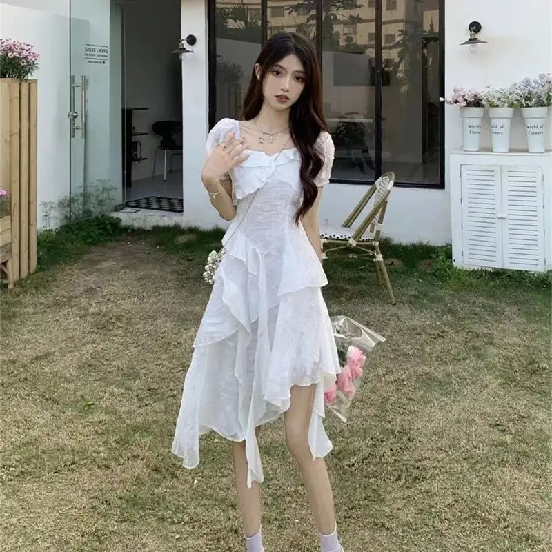 

Summer Ruffles Irregular French Princess Fishtail Dress
