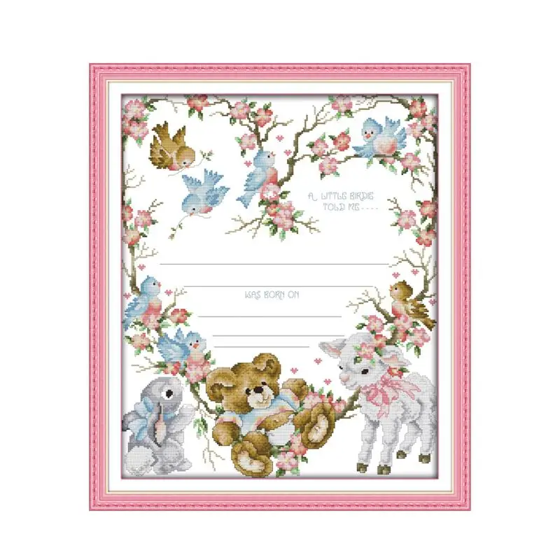 

Birth certificate (3) cross stitch kit 14ct 11ct count print canvas stitching embroidery DIY handmade needlework