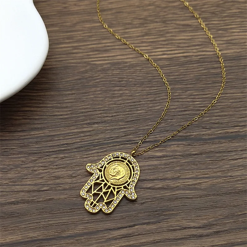 Ожерелье С Подвеской В Виде Руки Hamasa Fatima Унисекс Золотого Цвета Цепочка Из