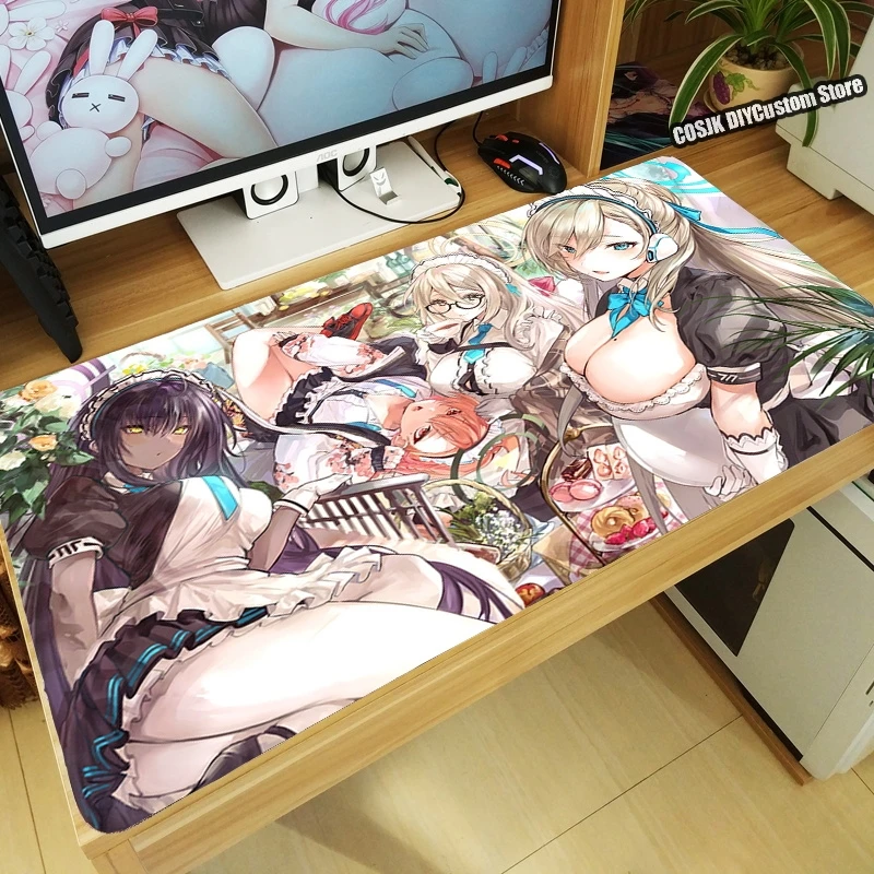 Синий игровой коврик для мыши с аниме-архивом Itinose Asena большой Настольный