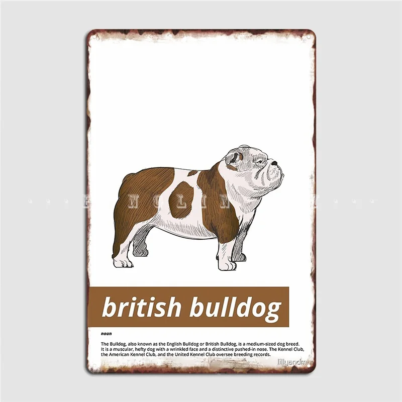 

British Bulldog Print Metal Sign Club Home Funny Plaques Club Bar Tin Sign Poster