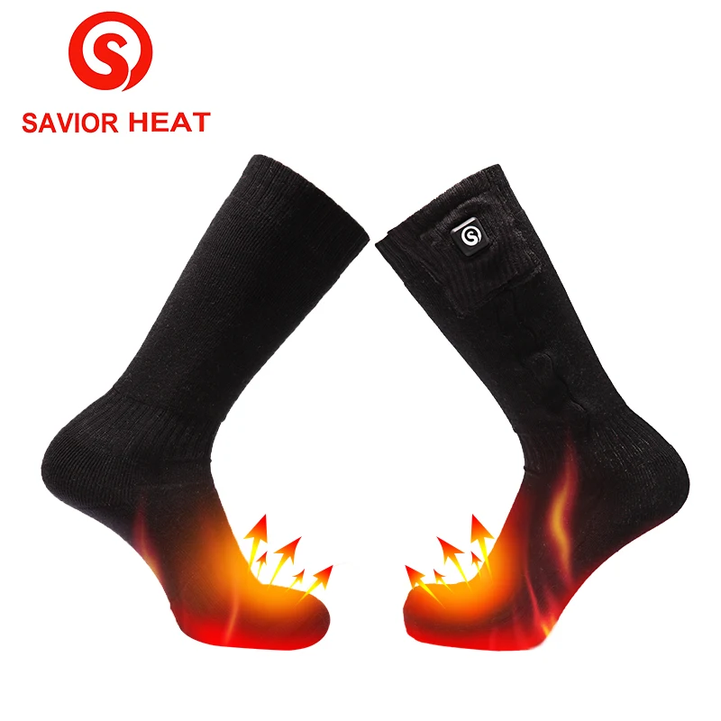 Savior Heat Winter Heated Socks For Men Rechargeable Electric Heating Skiing Sock Women Cycling Sports Socks Foot Warm Stocking
