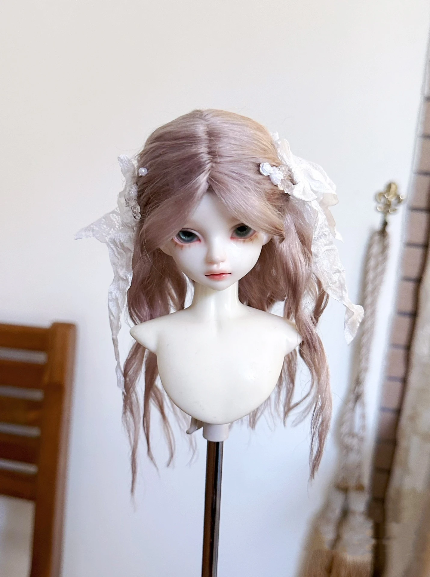 

Lady Style Doll Hair, Handmade Styling Wig, 1/4 BJD Elastic Hairnet Mohair Free Shipping
